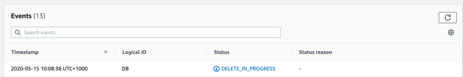 Deleting the database, no snapshot info